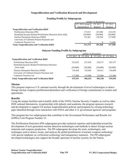 Department of Energy FY 2012 Congressional ... - The FIRE Place