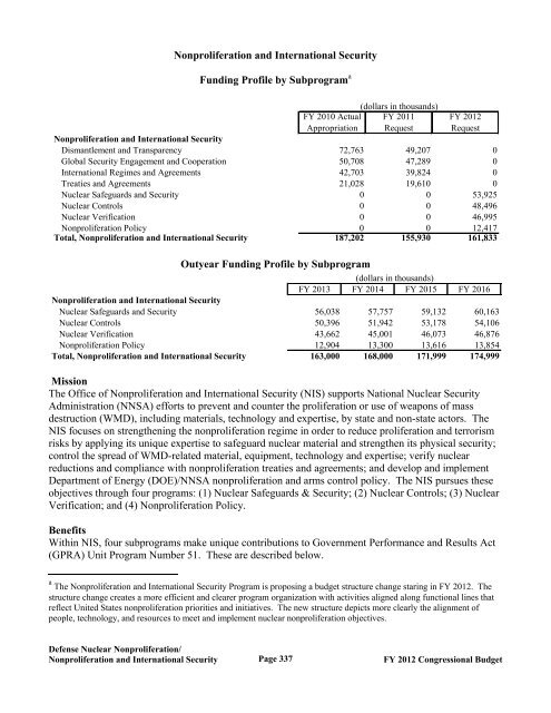 Department of Energy FY 2012 Congressional ... - The FIRE Place