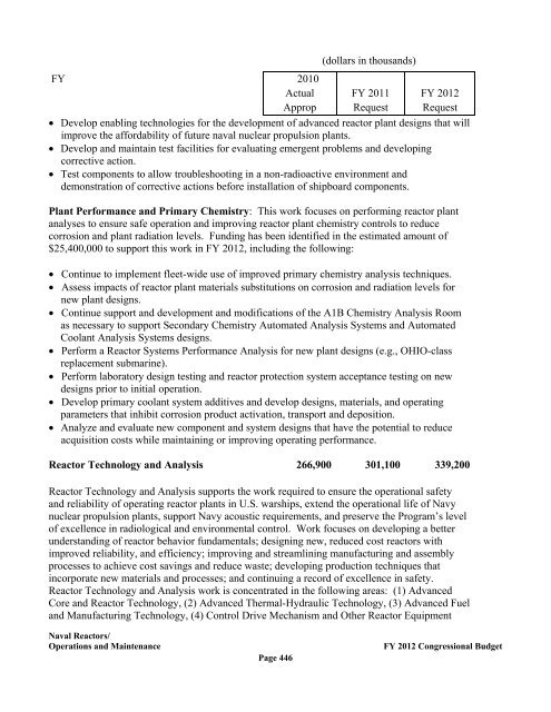 Department of Energy FY 2012 Congressional ... - The FIRE Place