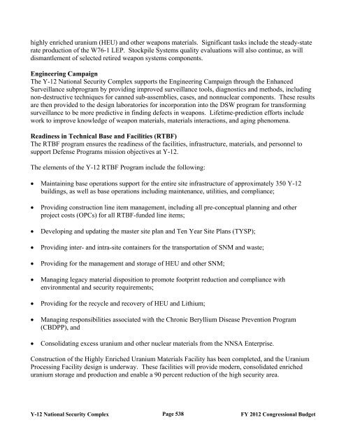 Department of Energy FY 2012 Congressional ... - The FIRE Place