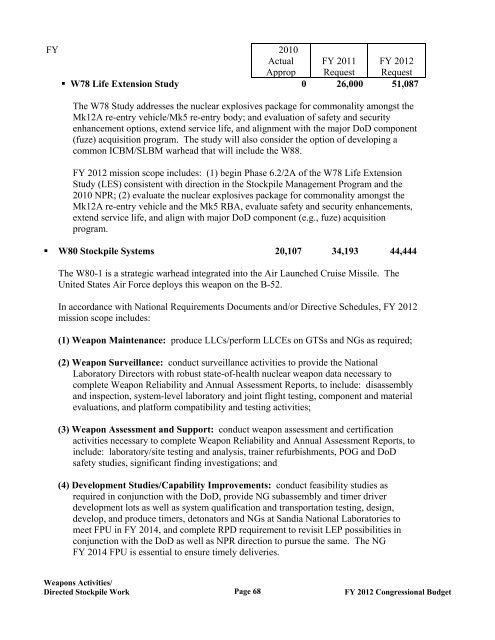 Department of Energy FY 2012 Congressional ... - The FIRE Place