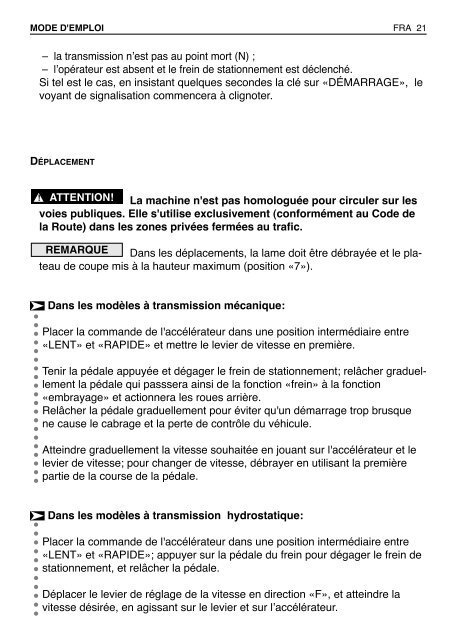 SABO 72-11H - Operator's Manual