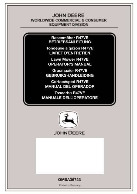 Inhalt R47VE - Operator's Manual - John Deere
