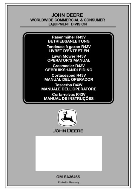 Aufbau John Deere R43V - Operator's Manual - John Deere