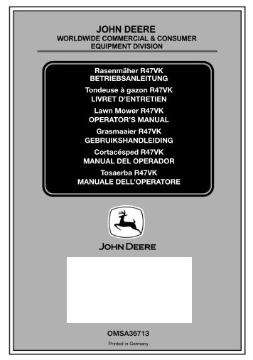 Inhalt R47VK - Operator's Manual - John Deere