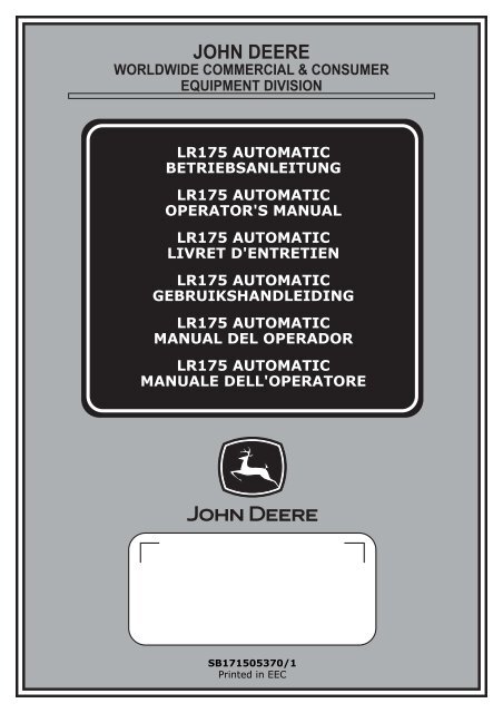 dB - Operator's Manual - John Deere