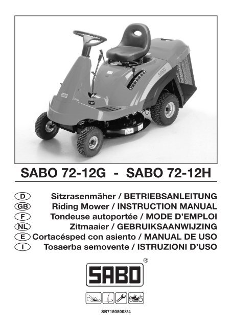 SABO 7 SABO 72-12G - SABO 72-12H - Operator's Manual