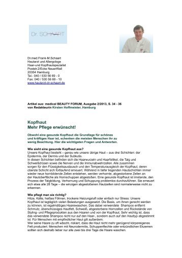 2013 - Kopfhaut Mehr Pflege erwünscht! - Schaart, Frank-Matthias Dr.
