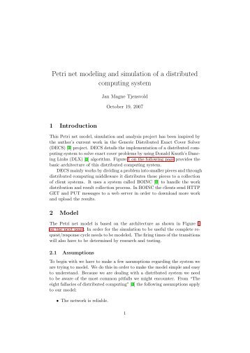 Petri net modeling and simulation of a distributed computing system