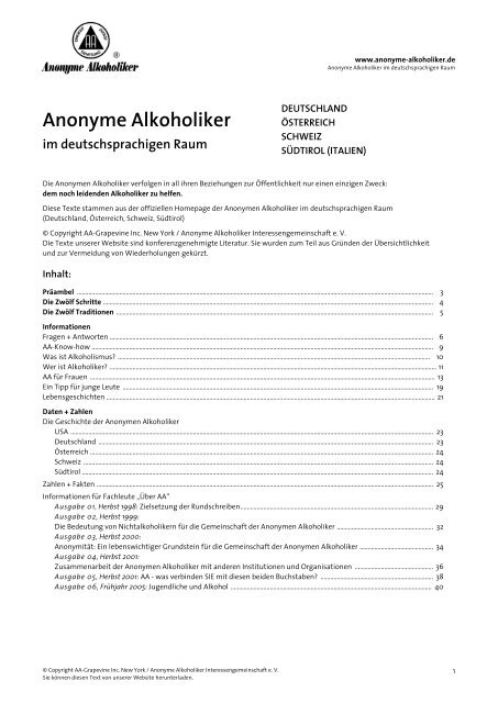 Texte - Anonyme Alkoholiker