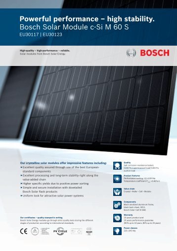high stability. Bosch Solar Module c-Si M 60 S - Krannich Solar