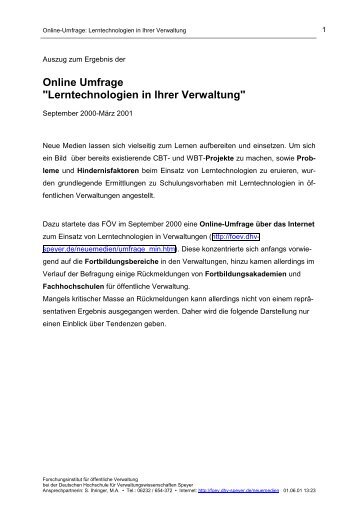Online Umfrage - Deutsches Forschungsinstitut für öffentliche ...