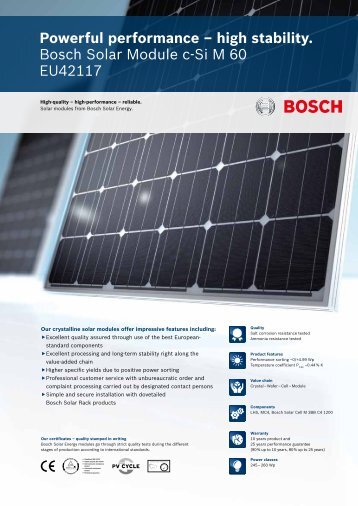 high stability. Bosch Solar Module c-Si M 60 ... - Krannich Solar