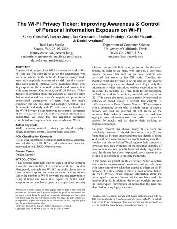 The Wi-Fi Privacy Ticker: Improving Awareness & Control of ...