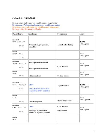 calendrier 2008-2009 - Arts Plastiques de l'Académie de Rouen