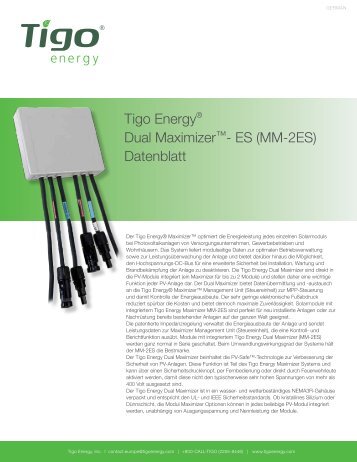 Tigo Energy® Dual Maximizer™- ES (MM-2ES ... - Krannich Solar