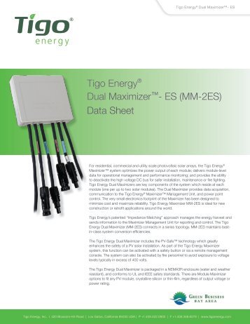 Tigo Energy® Dual Maximizer™- ES (MM-2ES ... - Krannich Solar