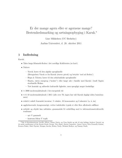 Er der mange agern eller er agernene mange ... - Linguistics