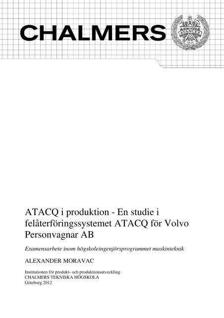 ATACQ i produktion - Chalmers tekniska högskola