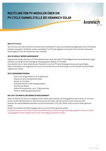 Informationsblatt PV Cycle - Krannich Solar