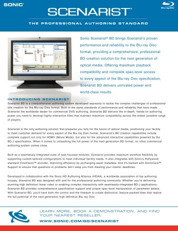 Sonic Scenarist® BD brings Scenarist's proven - Rovi