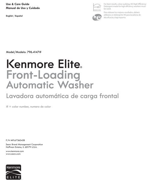 Kenmore Elite® Front-Loading Automatic Washer Lavadora - Sears