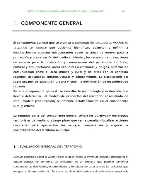 parte ii evaluacion y formulacion integral del territorio - Amagá