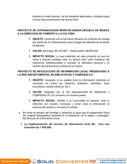 informe de gestión direccion de educación y cultura amagá 2010