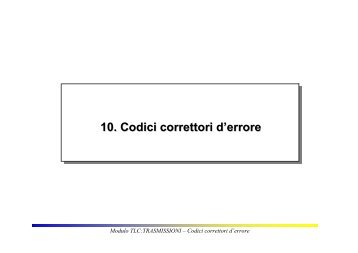 10. Codici correttori d'errore - InfoCom