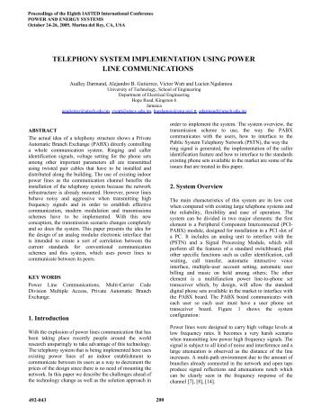 telephony system implementation using power line ... - InfoCom