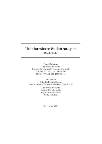 Uninformierte Suchstrategien - Institut für Informatik - Universität ...