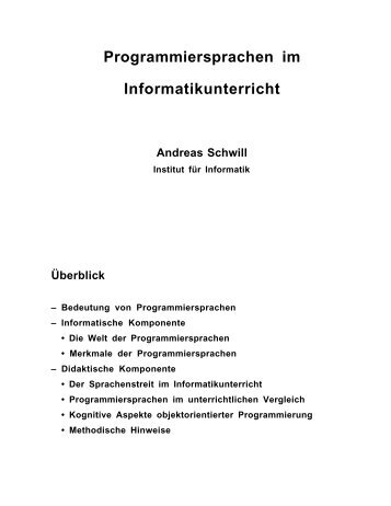 Programmiersprachen im Informatikunterricht