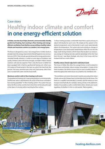 Healthy indoor climate and comfort in one energy-efficient solution