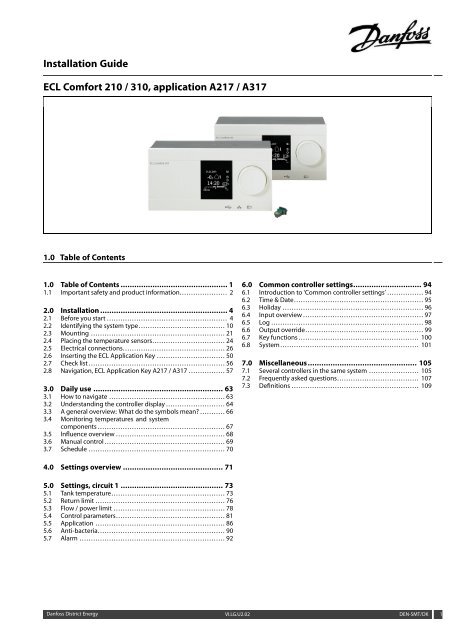 ECL Comfort 210/310, A217/A317 Installation Guide - Danfoss.