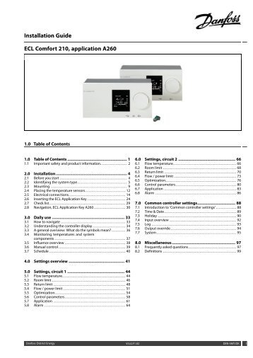 ECL Comfort 210, A260 Installation Guide - Danfoss Heating for ...