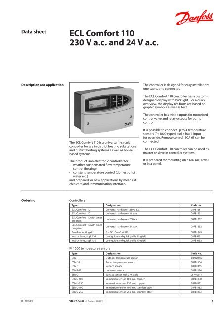 ECL Comfort 110 - Danfoss Heating for consumers