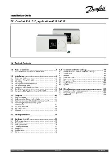 ECL Comfort 210/310, A217/A317 Installation Guide - Danfoss ...