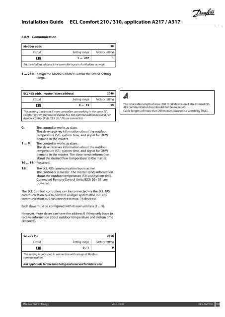 ECL Comfort 210/310, A217/A317 Installation Guide - Danfoss ...