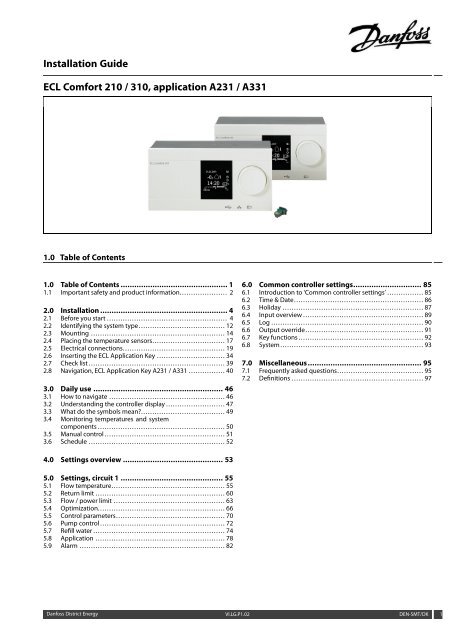 ECL Comfort 210/310, A231/A331 Installation Guide - Danfoss.