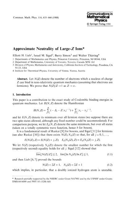 Physics - Mathematics Department - California Institute of Technology