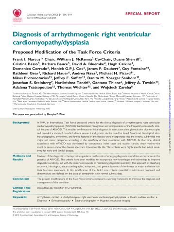 Diagnosis of arrhythmogenic right ventricular cardiomyopathy ...