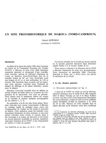 Un site protohistorique de Maroua (Nord Cameroun) - IRD