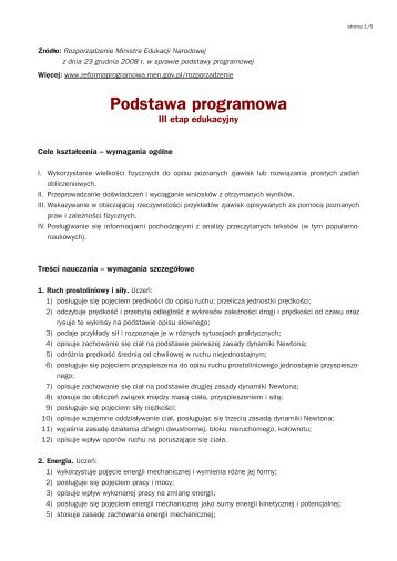 Podstawa programowa - Fizyka