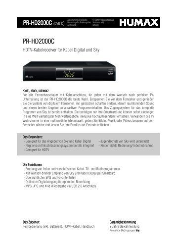 PR-HD2000C Datenblatt - Humax