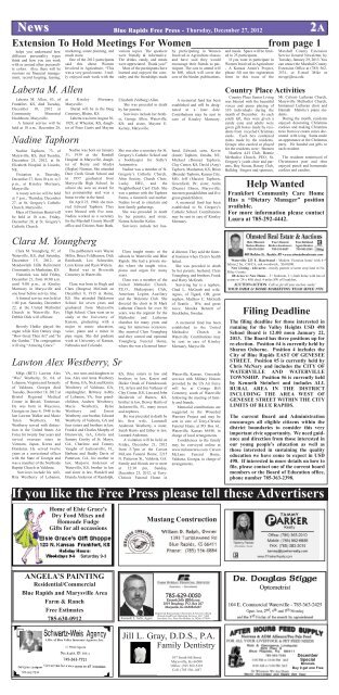 eFreePress 12.27.12.pdf - Blue Rapids Free Press