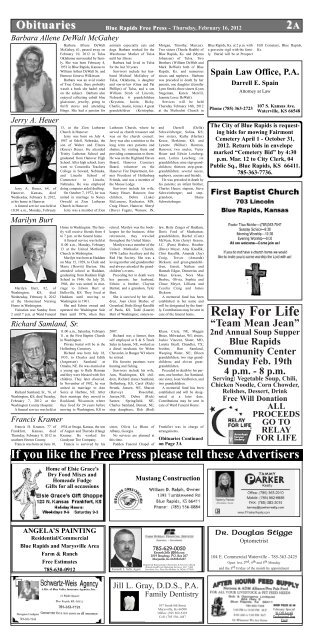 eFreePress 02.16.12.pdf - Blue Rapids Free Press