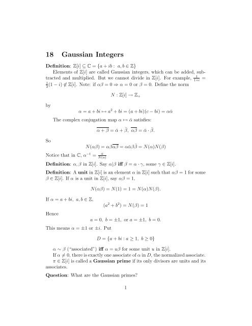 18 Gaussian Integers