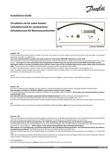 Installation Guide Circulation set for water heaters Cirkulationssæt ...