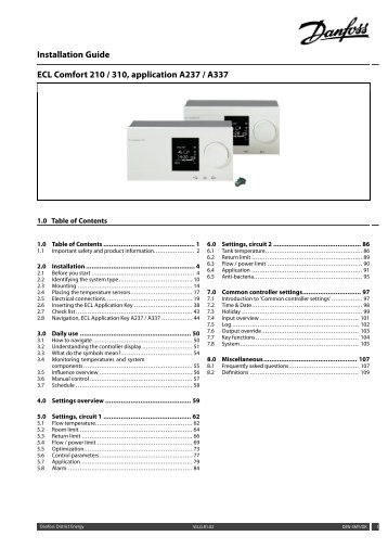 ECL Comfort 210/310, A237/A337 Installation Guide - Danfoss ...