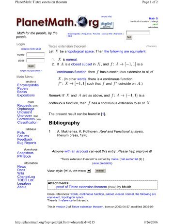 Statement and Proof of the Tietze Extension Theorem